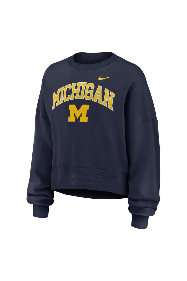Women's Nike Navy Michigan Wolverines Oversized Phoenix Arch Pullover Sweatshirt, Alternate, color, Navy