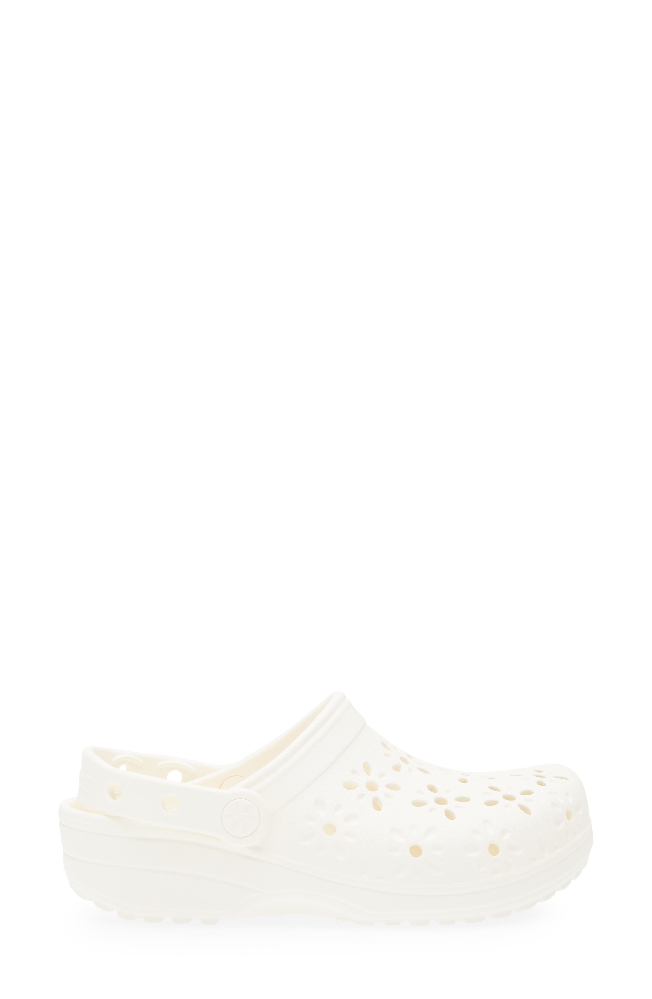 CROCS Classic Floral Cutout Clog, Alternate, color, Chalk