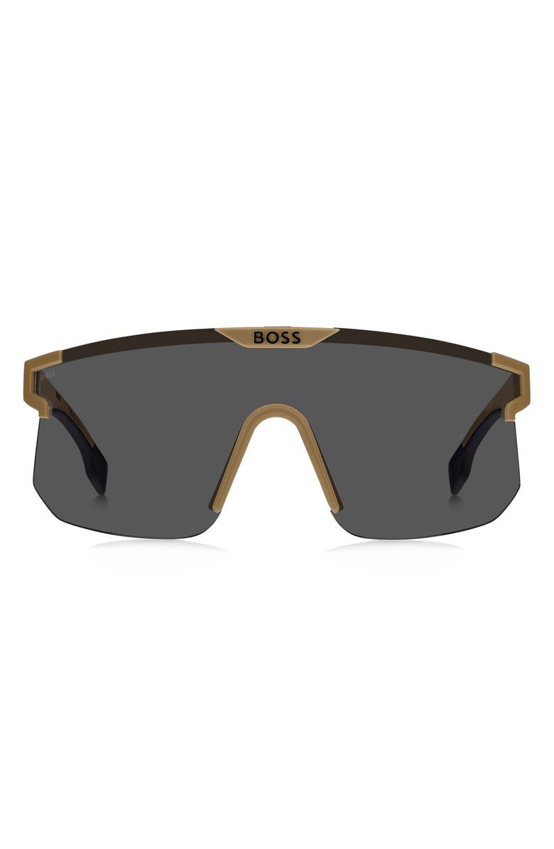 BOSS 99mm Shield Sunglasses, Main, color, Beige Black