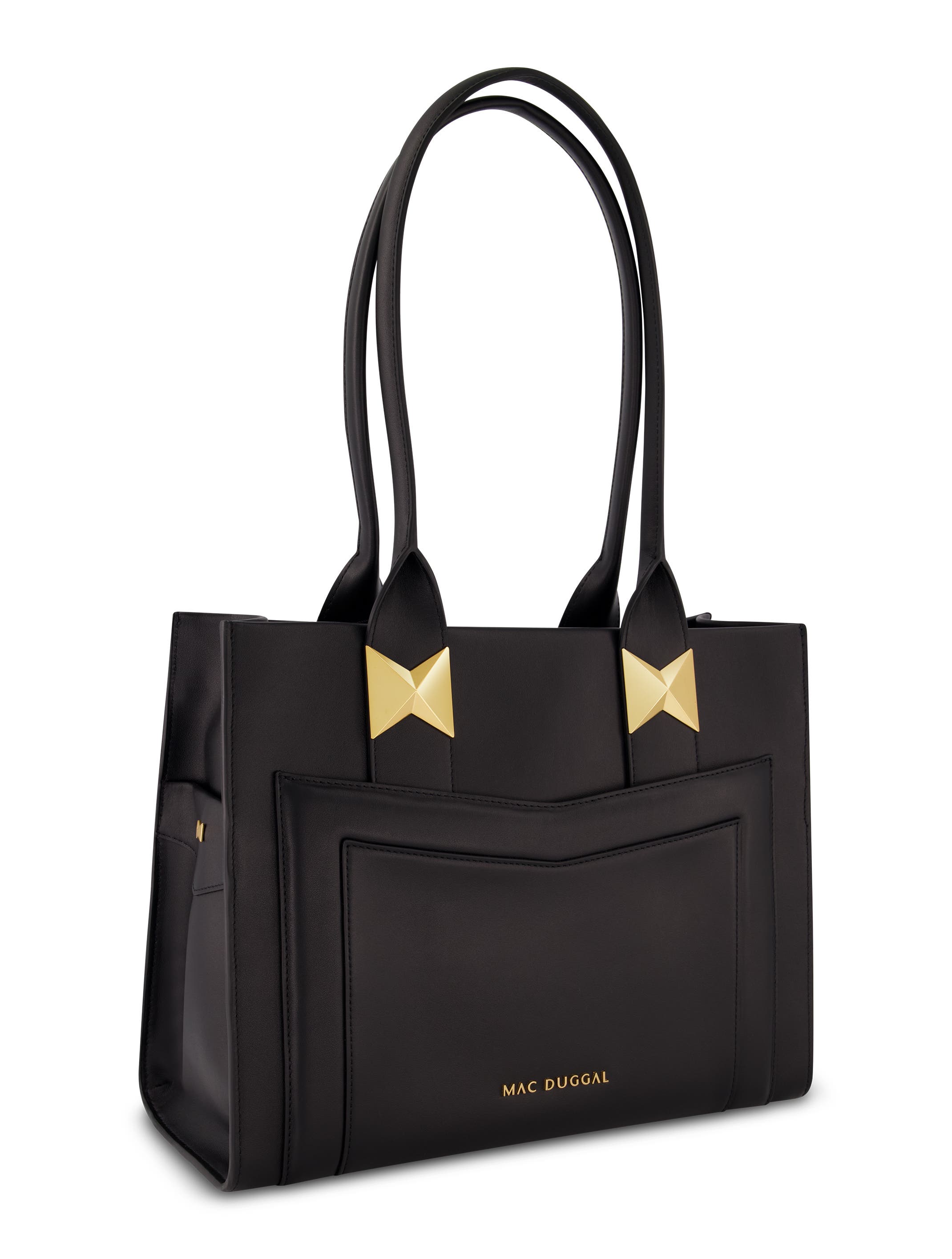 Mac Duggal Gold Plated Hardware Large Leather Tote Bag, Alternate, color, 