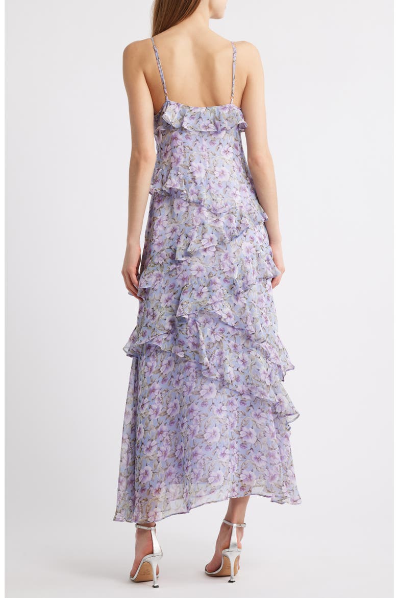 Luella Floral Print Ruffle Sleeveless Maxi Dress, Alternate, color, PURPLE FLORAL