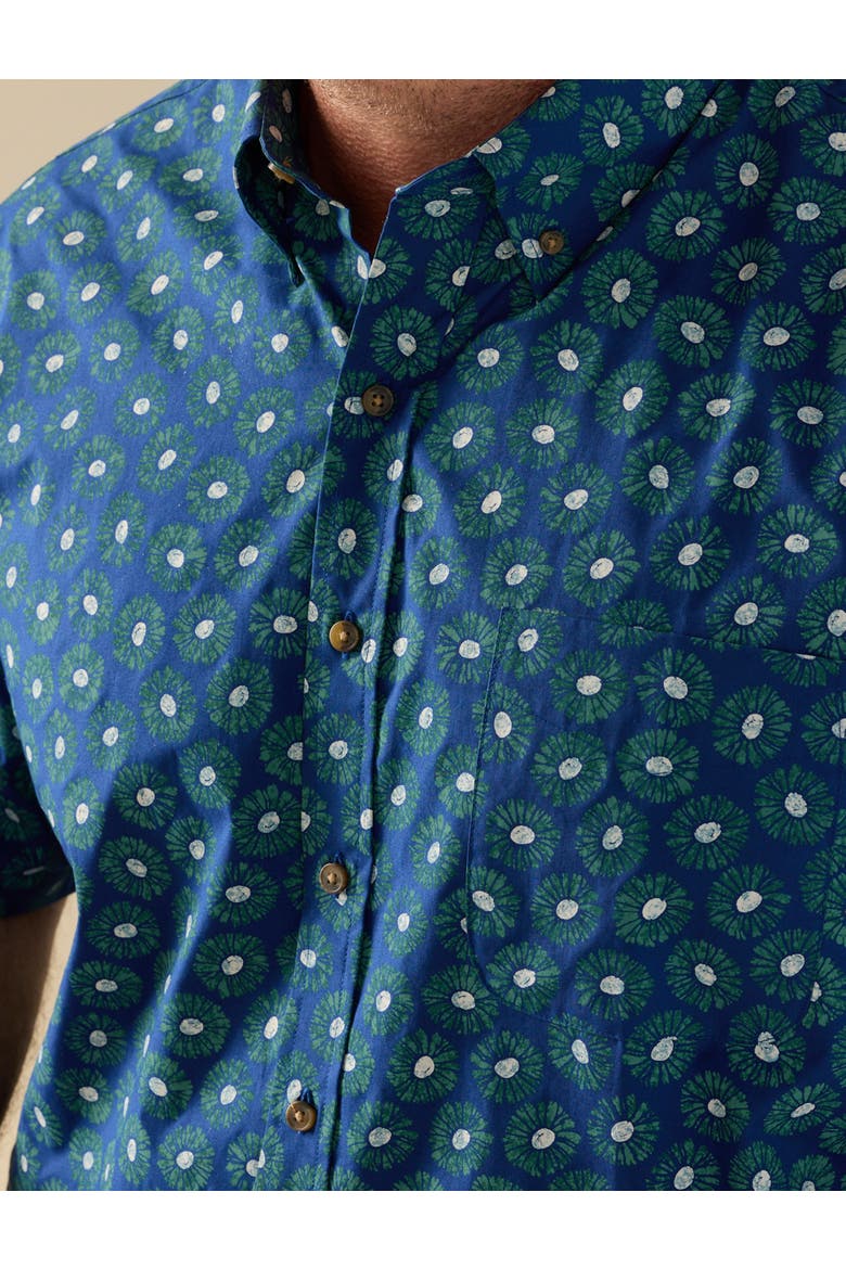 Big & Tall Easy-Care Micro Floral Sport Shirt, Alternate, color, BLUE GREEN