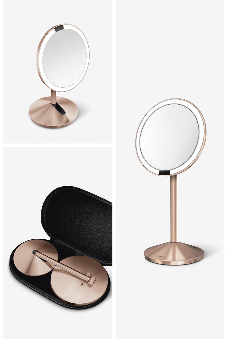 5-Inch Mini Countertop Sensor Makeup Mirror, Alternate, color, ROSE GOLD