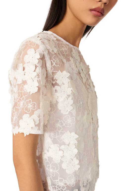Maje Embroidered Short-sleeved Top In White