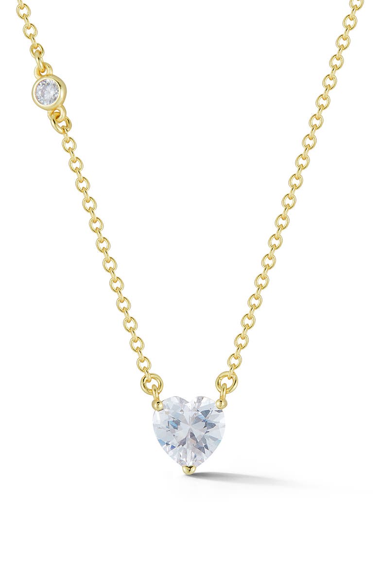 Heart Cut Cubic Zirconia Pendant Necklace, Main, color, GOLD