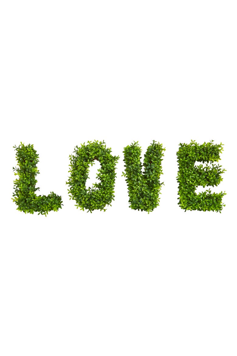LOVE Boxwood Artificial Wall Decoration, Main, color, Green