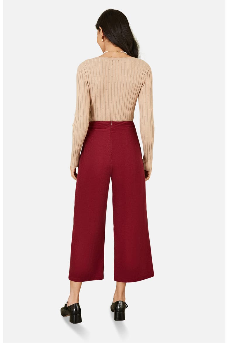 Cord Cropped Wide Leg Pants, Alternate, color, Burgundy