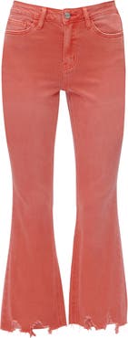 Bayeas Fray Hem Crop Flare Jeans