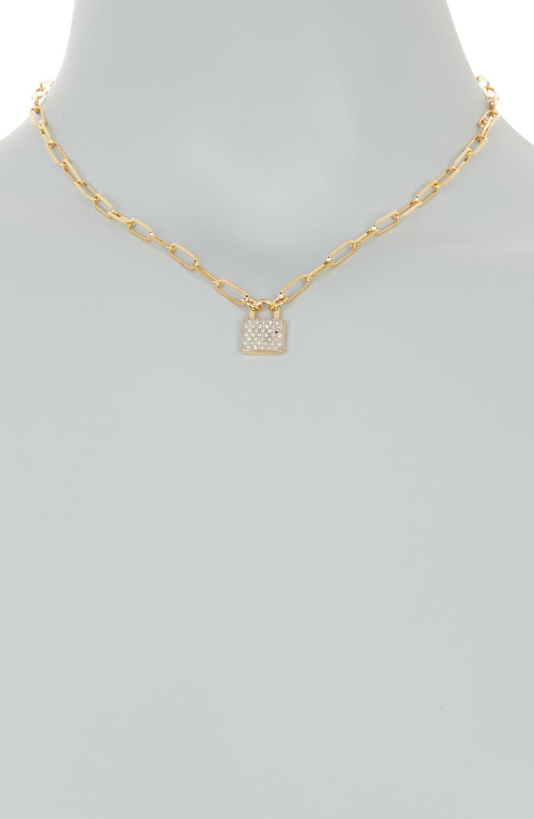 MESHMERISE Pavé Diamond Padlock Pendant Necklace - 0.20 ctw, Alternate, color, Yellow