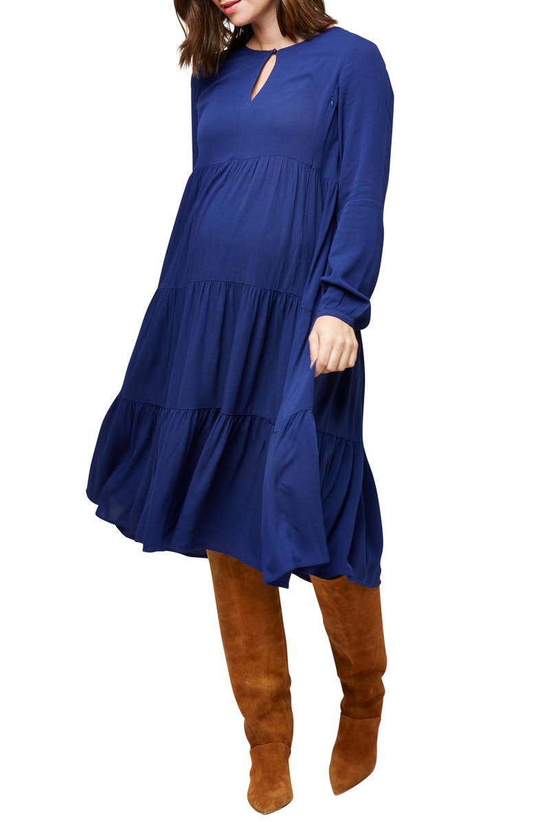 Nom Maternity Margot Long Sleeve Maternity/Nursing Dress, Alternate, color, 