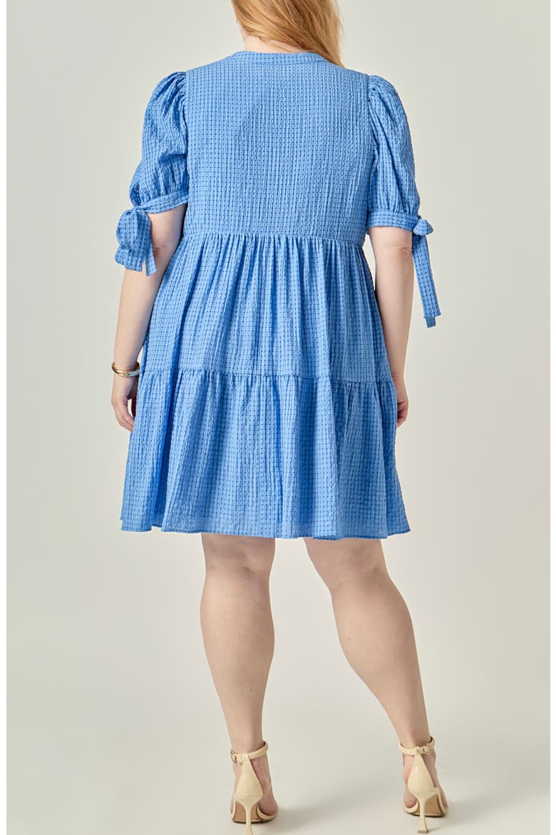 Gingham Tiered Minidress, Alternate, color, BLUE