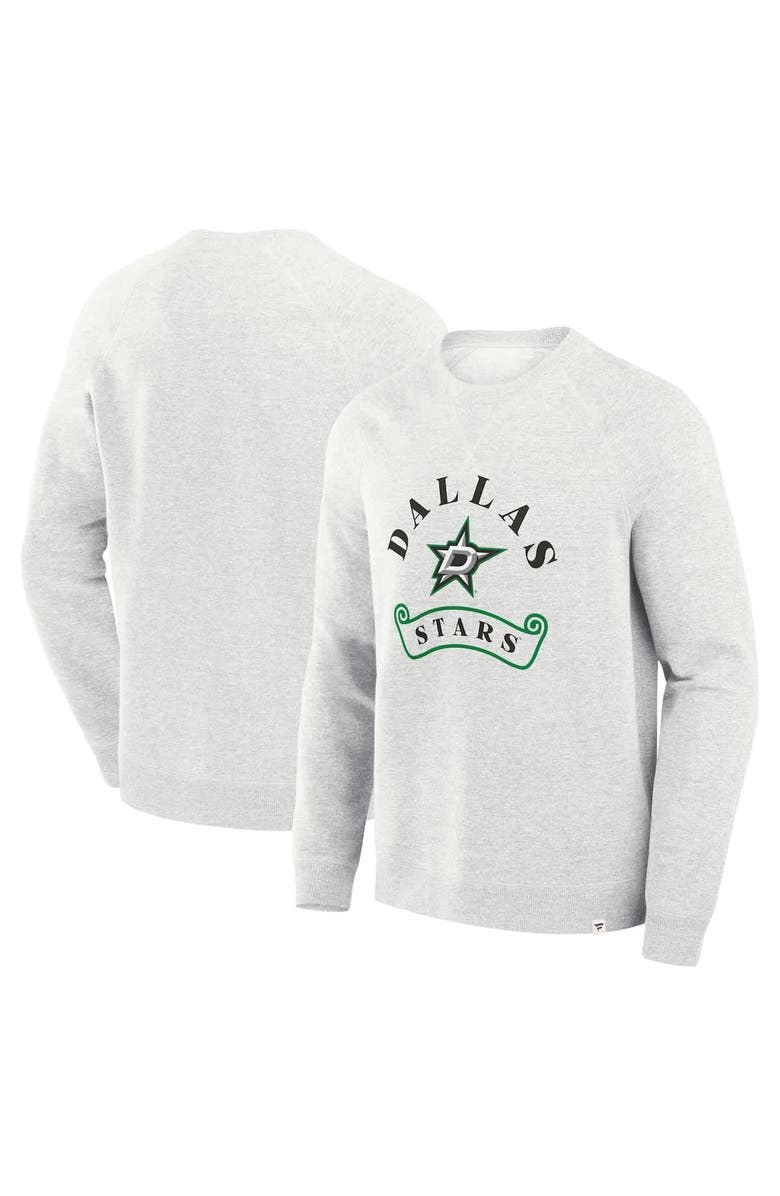 FANATICS Men's Fanatics Heather Gray Dallas Stars Banner Fleece Raglan Pullover Sweatshirt, Alternate, color, 