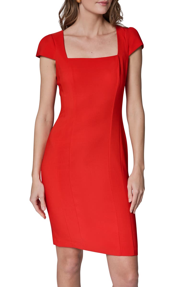 Donna Karan New York Cap Sleeve Sheath Dress, Alternate, color, Geranium