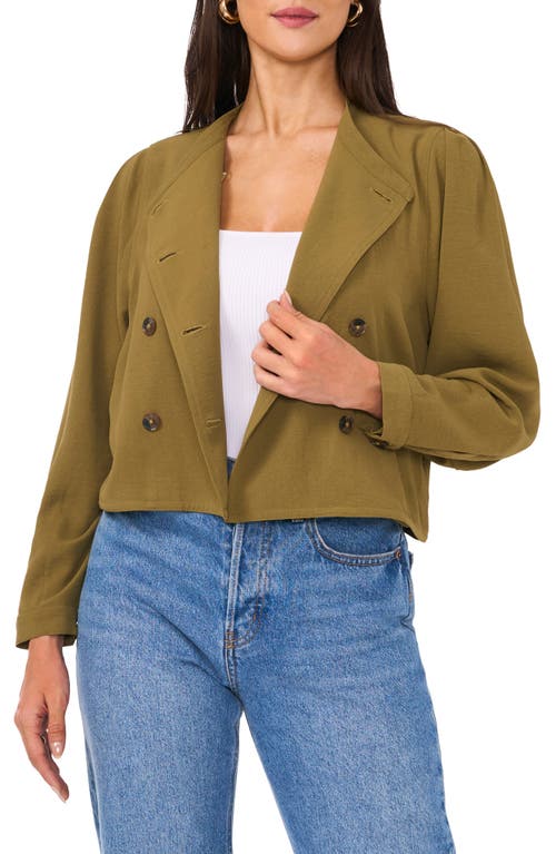 Shop Vince Camuto Convertible Double Breasted Crinkle Twill Jacket In Burnt Olive