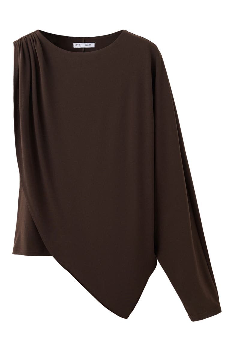Asymmetric Knit Shirt, Alternate, color, BROWN