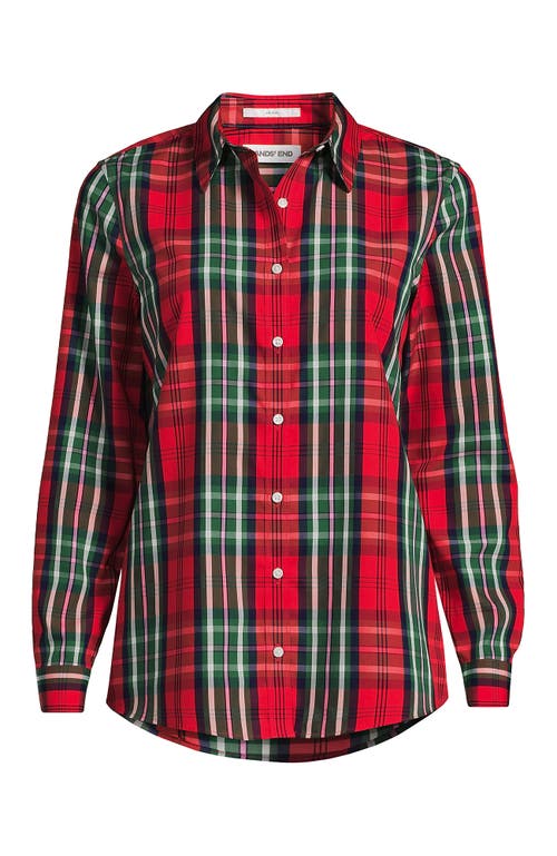 Lands' End No Iron Supima Cotton Long Sleeve Shirt In Red