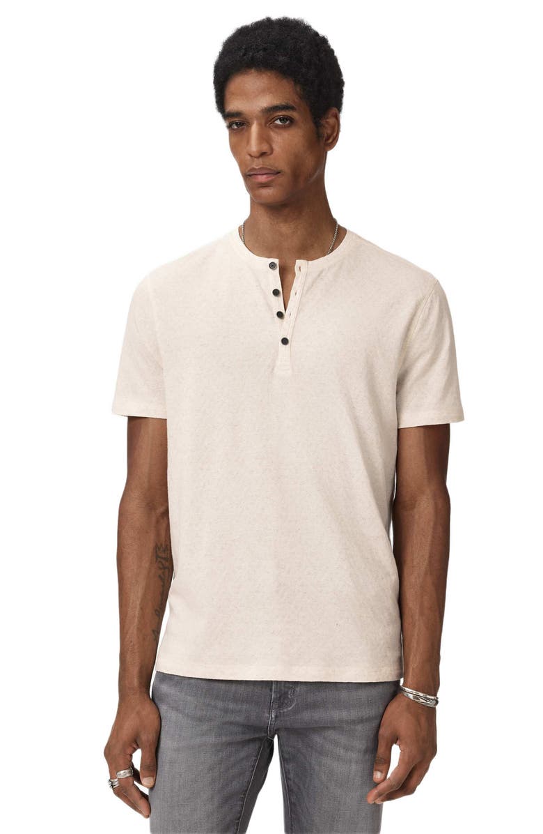 John Varvatos Elm Texture Short Sleeve Henley, Alternate, color, Linen