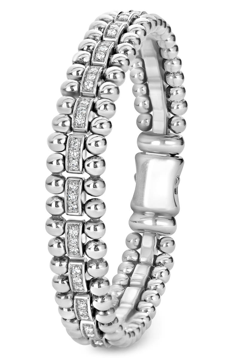 LAGOS Caviar Spark Diamond Link Bracelet, Alternate, color, Silver