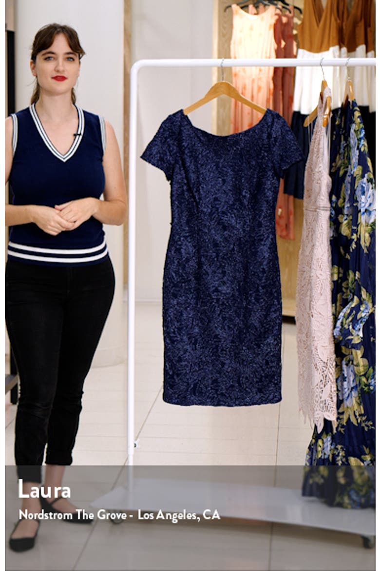 js collection beaded dress Collections Scarlet Leaf Print Cocktail (Women) Aureia Plus Size Navy collection:rtw Color:Glossy Ruby Red 5925557.