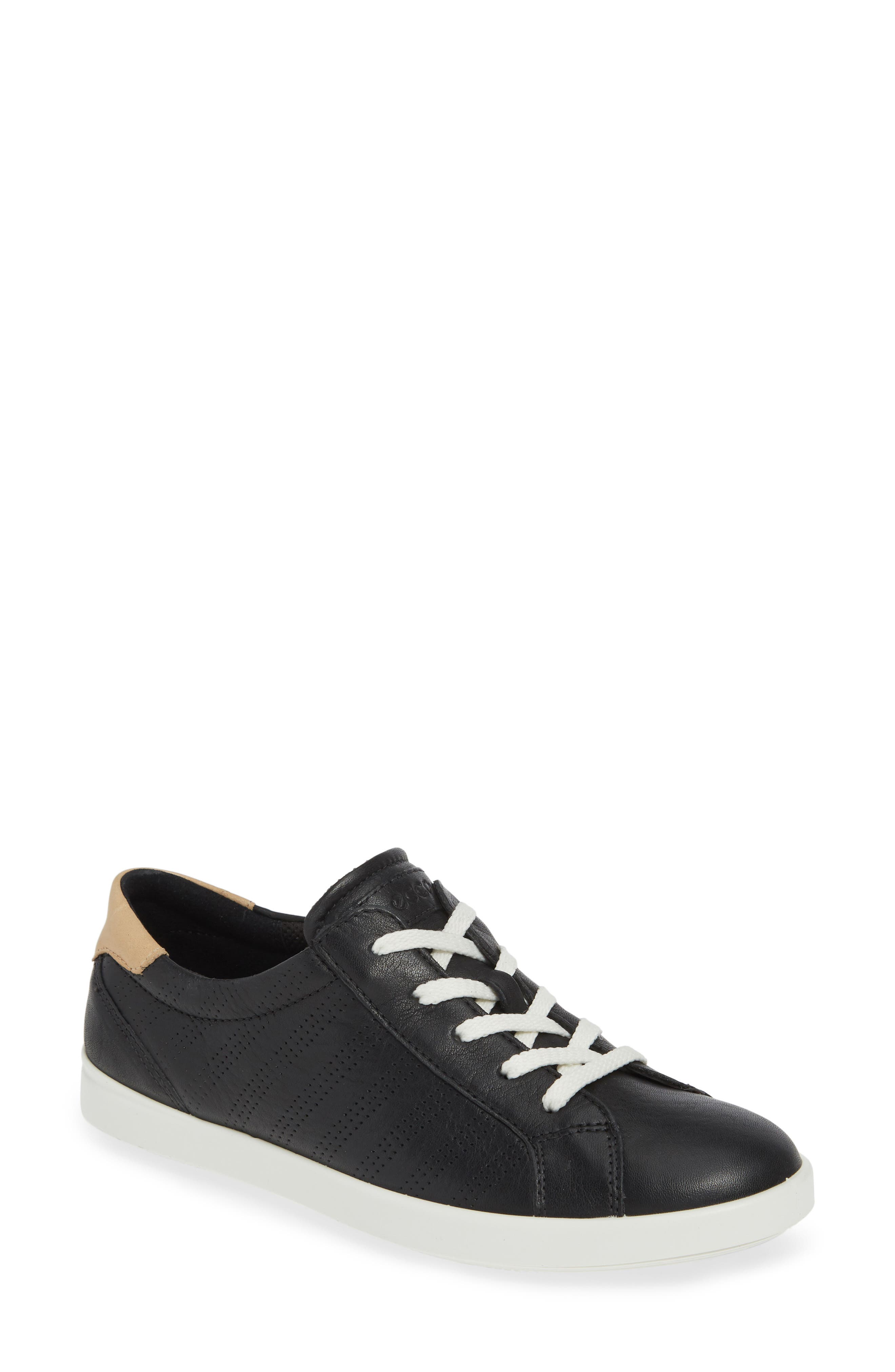 ECCO Leisure Tie Sneaker, Main, color, Black Leather