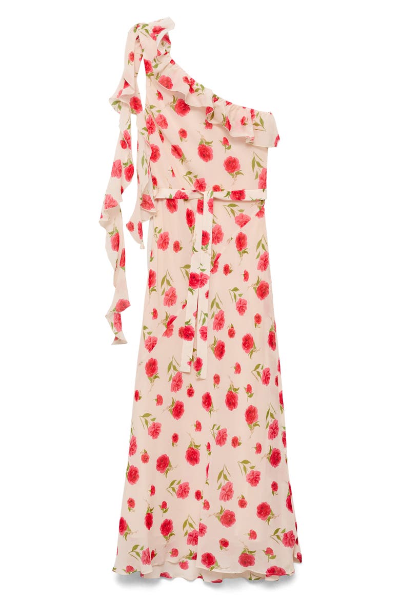 Rose Ruffle One-Shoulder Maxi Dress, Alternate, color, ECRU