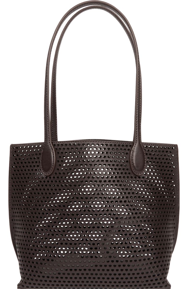 Vince Small Athene Perforated Nappa Leather Tote, Alternate, color, Cacao
