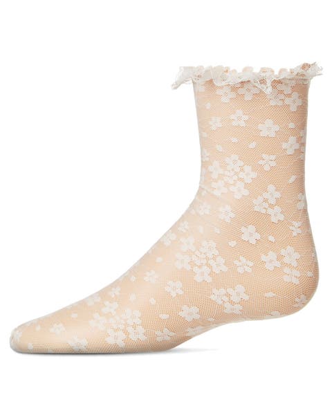 Kid's Lace-Trim Floral Net Ankle Sock (Toddler, Little Kids, Big Kids)