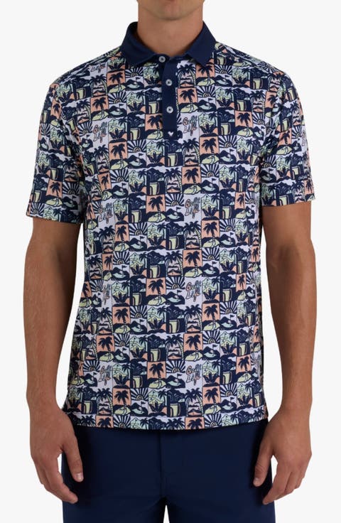 Core Tropical Print Performance Golf Polo
