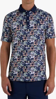 Bad Birdie Core Tropical Print Performance Golf Polo