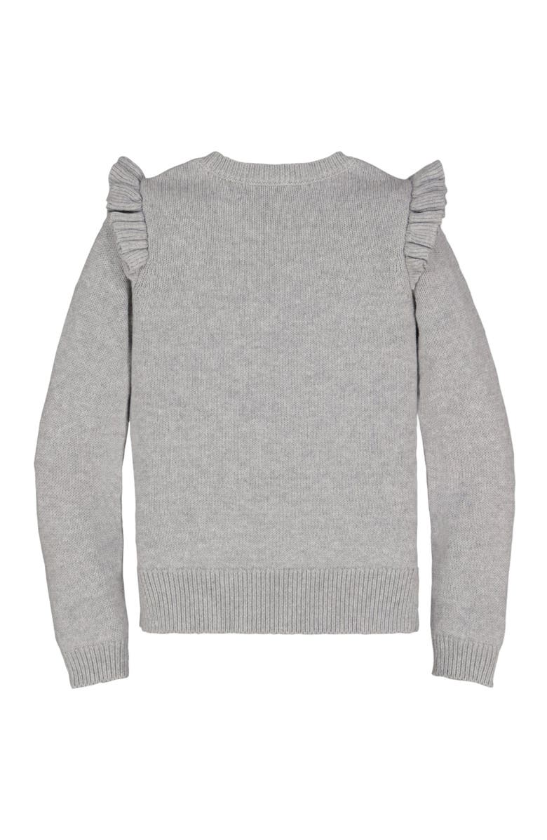 Hope & Henry Baby Girls' Organic Ruffle Rib Knit Sweater Top, Infant, Alternate, color, Gray Heather