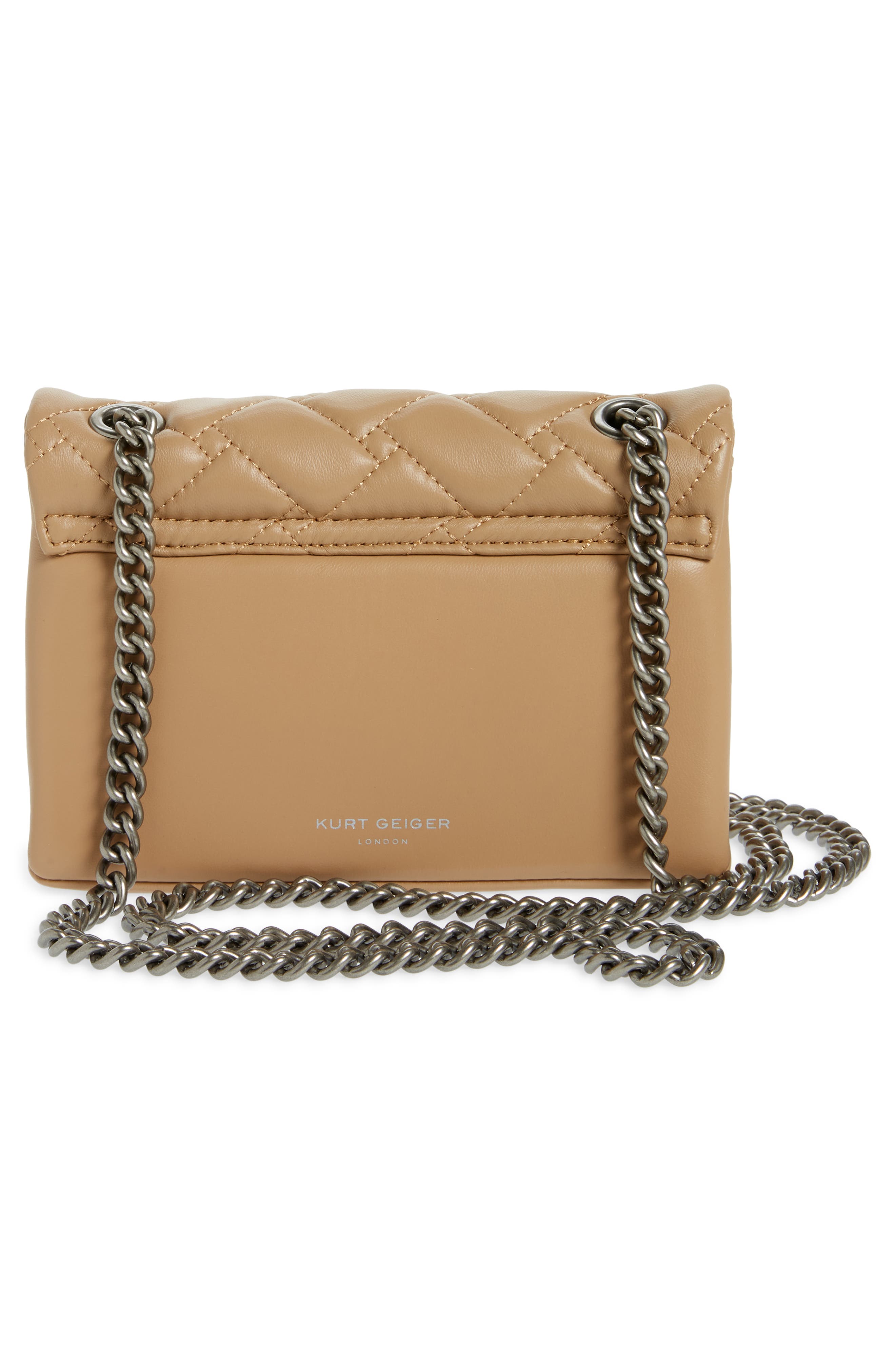 Kurt Geiger London Mini Kensington Quilted Leather Crossbody Bag, Alternate, color, Camel