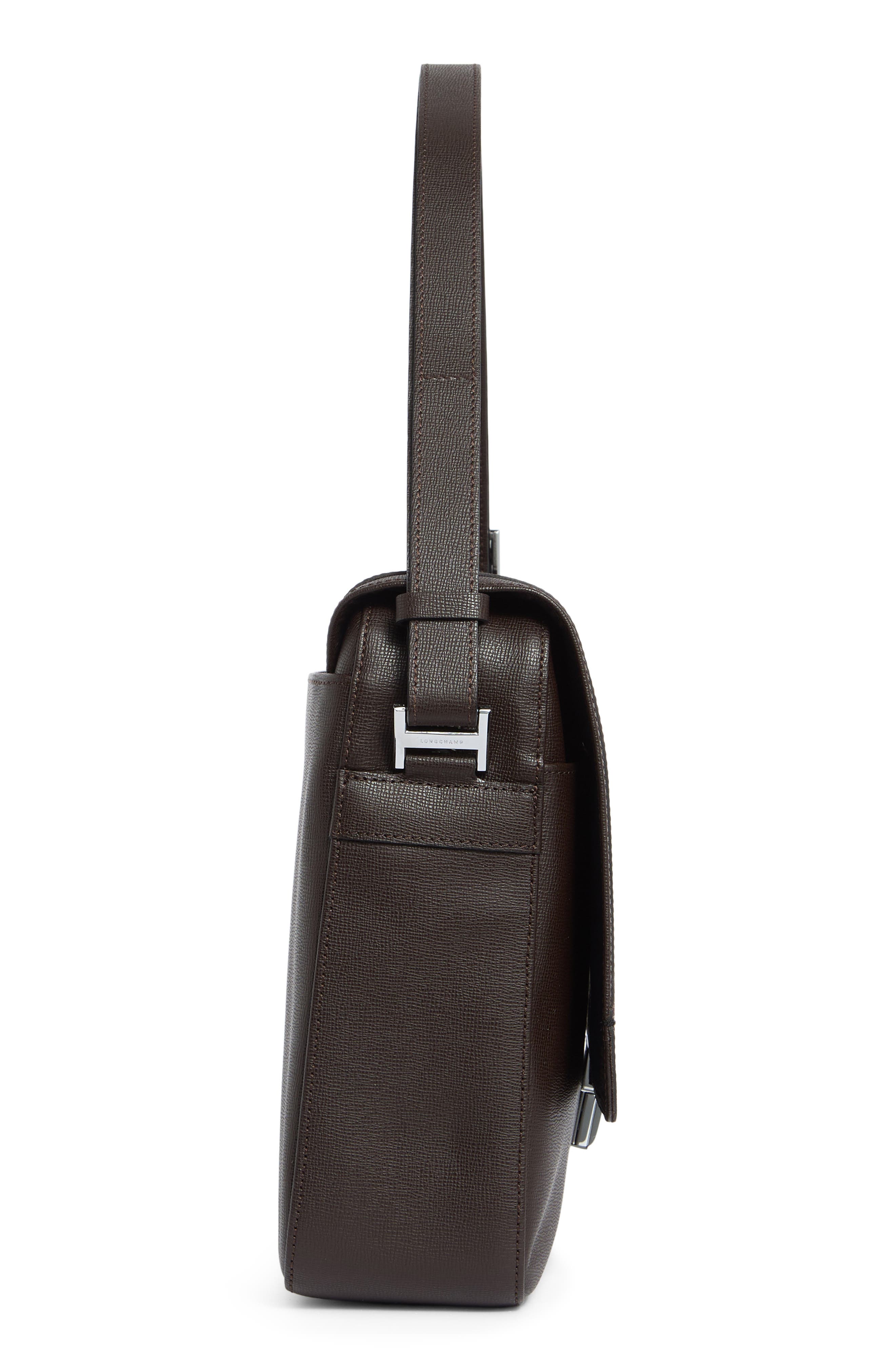 Longchamp Le Foulonné Flap Shoulder Strap Briefcase, Alternate, color, Mocha