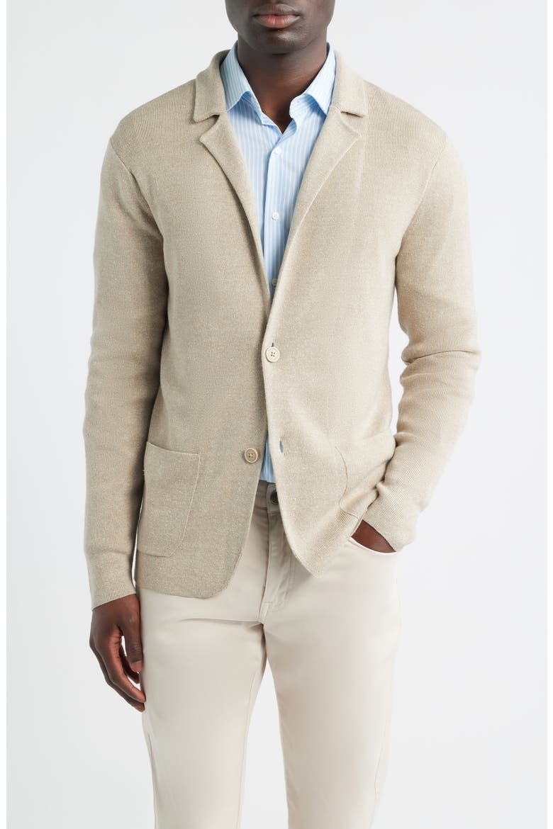 Crown Crafted Beau Merino Wool & Linen Cardigan, Main, color, TRUFFLE