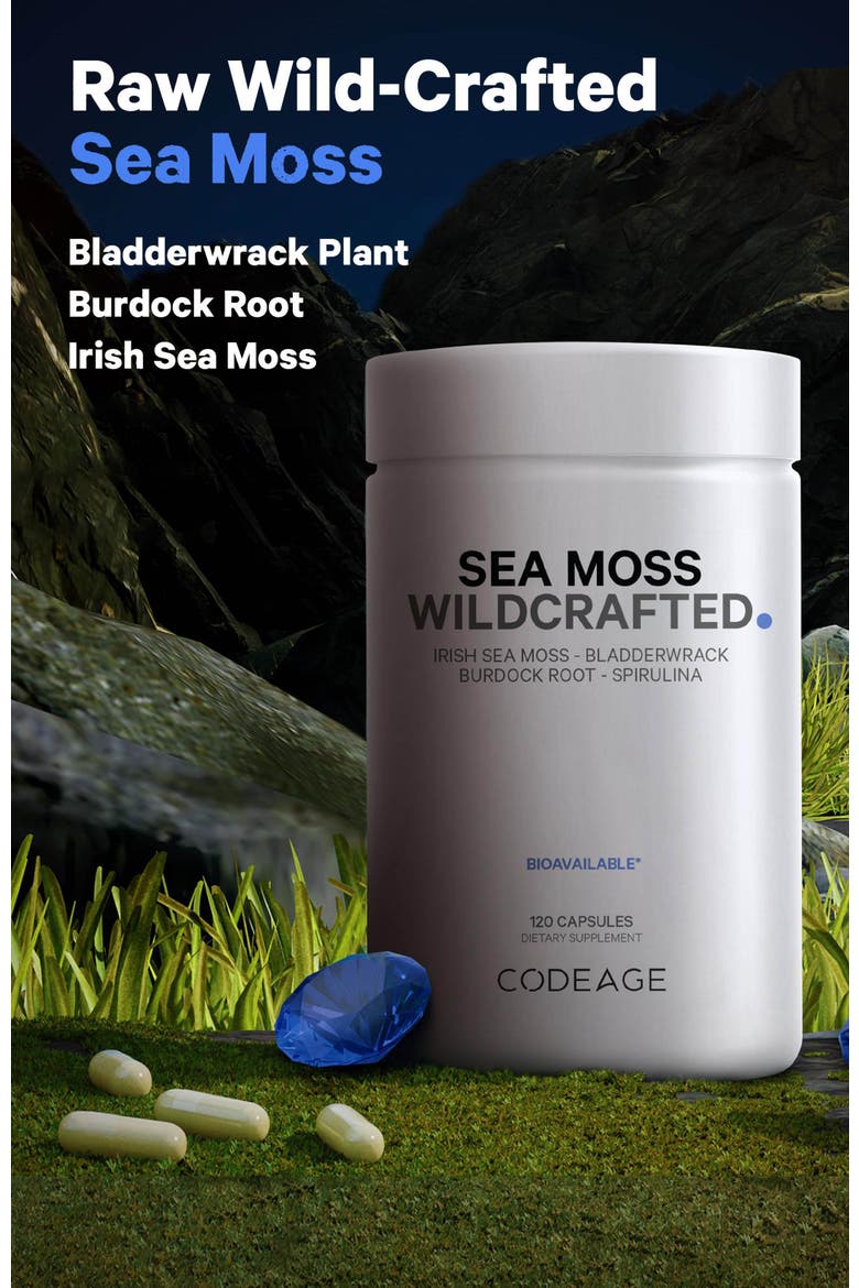 Raw Wildcrafted Irish Sea Moss Supplement, Alternate, color, White