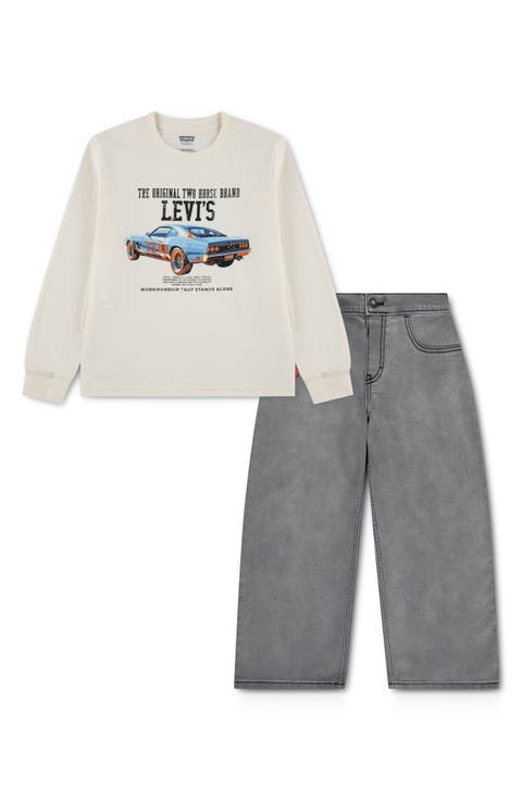 Kids' Car Graphic Tee & Baggy Jeans Set