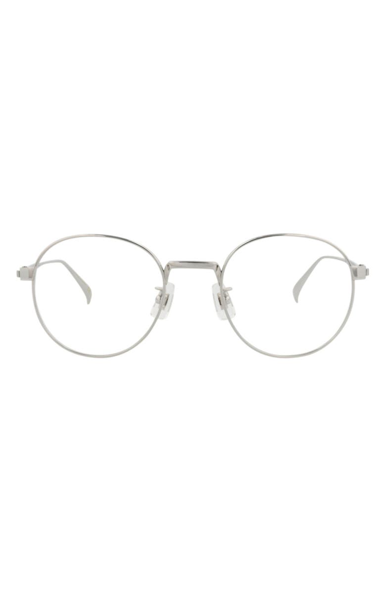 Dunhill 49mm Round Optical Glasses, Main, color, Silver Silver Transparent