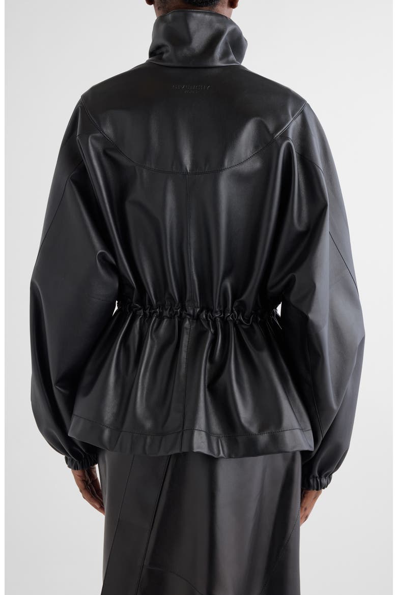 Gathered Leather Jacket, Alternate, color, BLACK