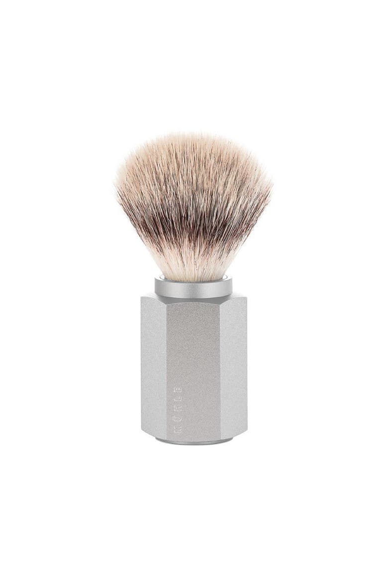 Hexagon Silver Handle Silvertip Fiber Shaving Brush, Main, color, Silver