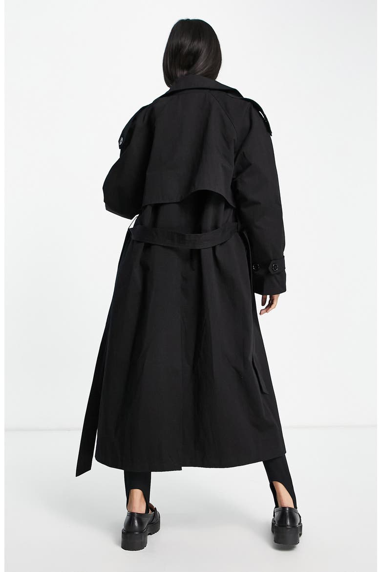 Classic Oversize Cotton Trench Coat, Alternate, color, BLACK