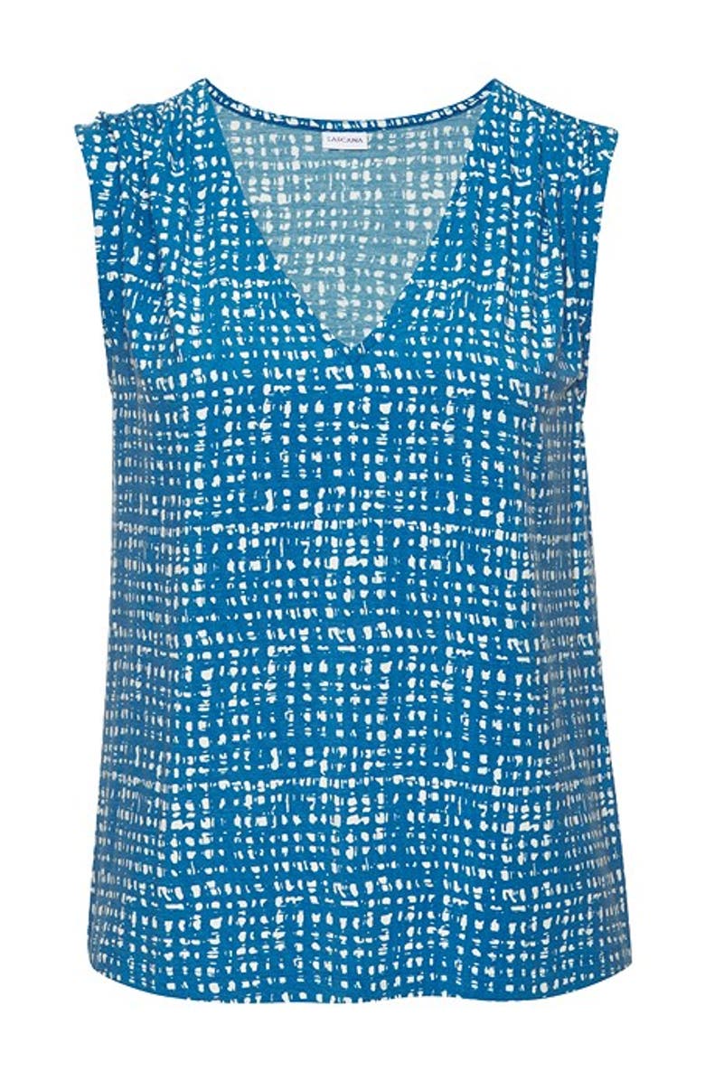 LASCANA Women's Print V-Neck Top, Alternate, color, Blue-Printed
