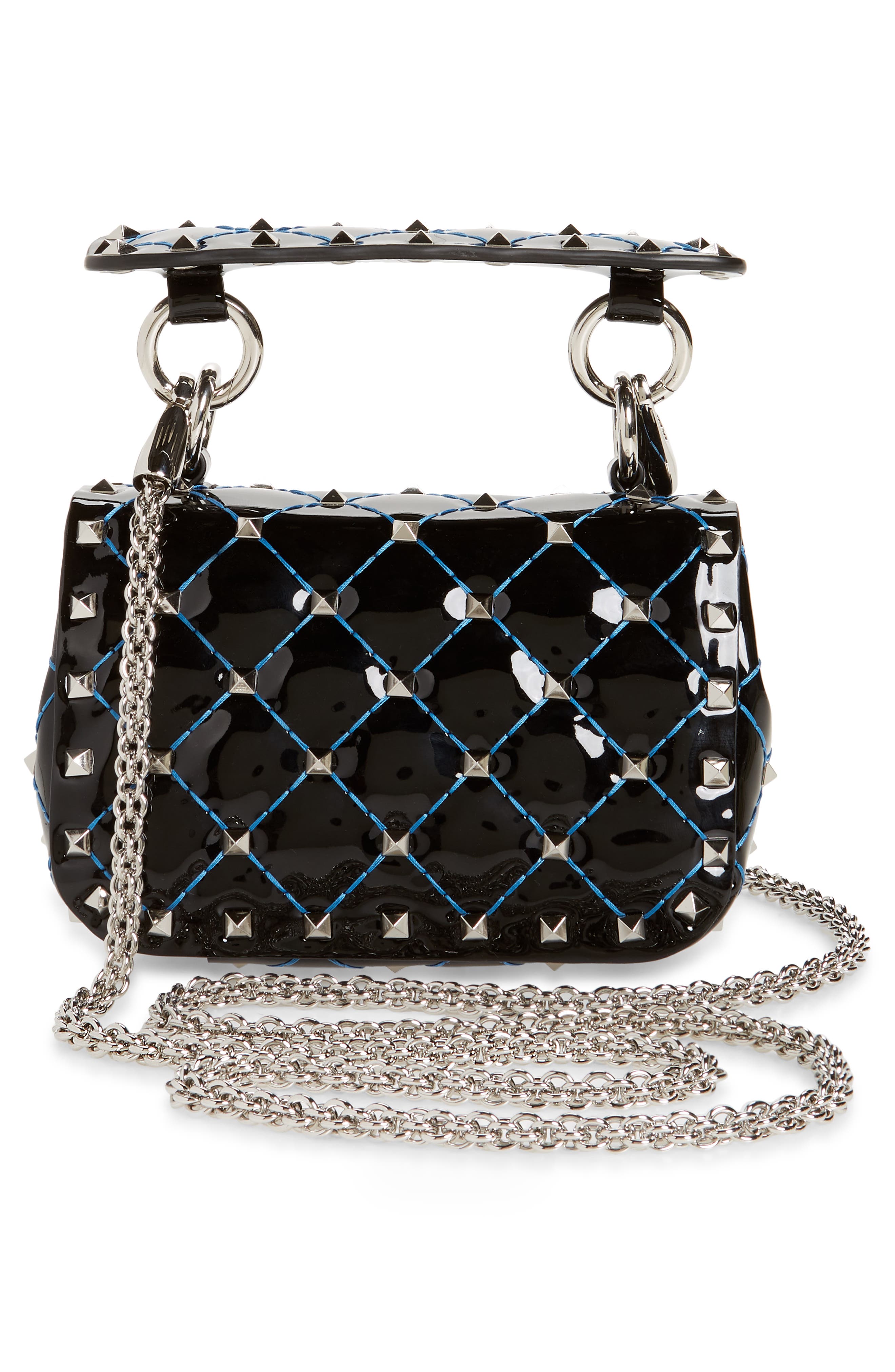 Valentino Garavani Micro Rockstud Spike Patent Leather Shoulder Bag, Alternate, color, 