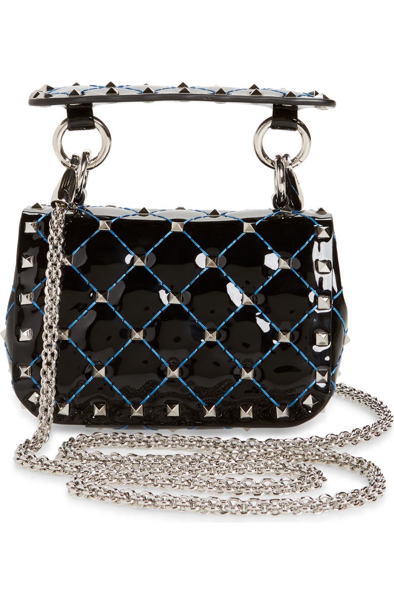 Valentino Garavani Micro Rockstud Spike Patent Leather Shoulder Bag, Alternate, color,