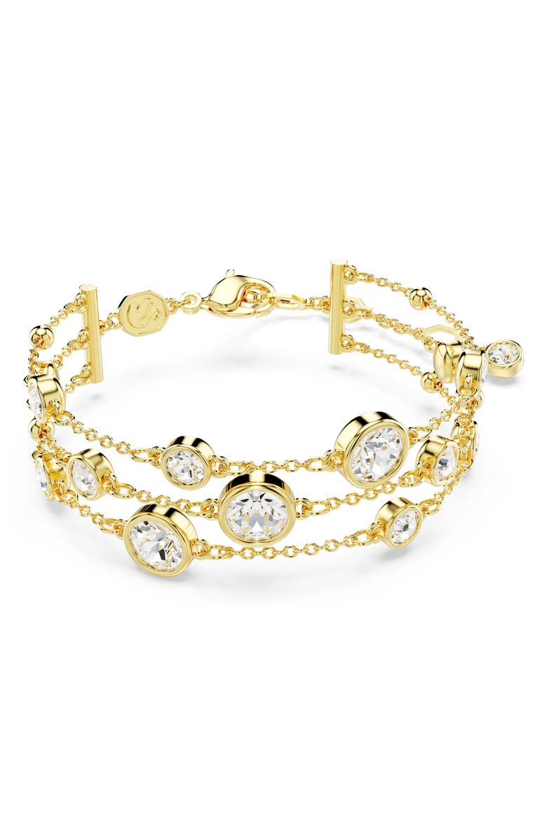 Swarovski Imber Layered Bracelet, Main, color, White/ Gold