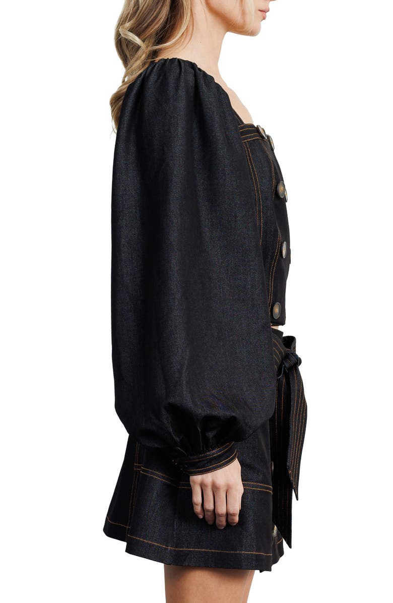 CIEBON Myers Bubble Denim Top, Alternate, color, Black