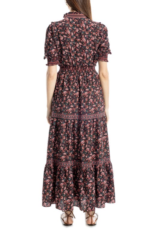 Max Studio Ruffle Collar Print Tiered Maxi Dress In Multi