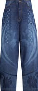 Paolina Russo Laser Engraved Baggy Wide Leg Jeans