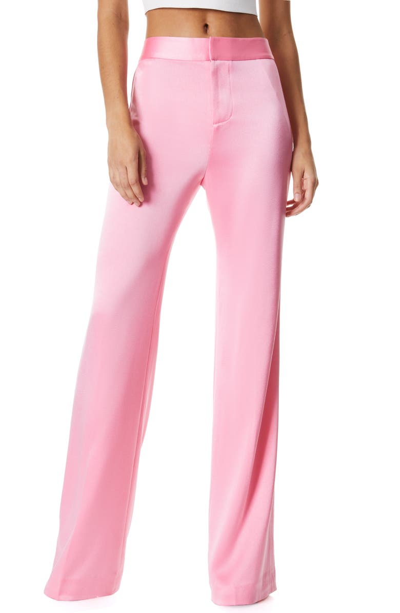 Alice + Olivia Deanna Satin Waist Trousers, Main, color, Primrose