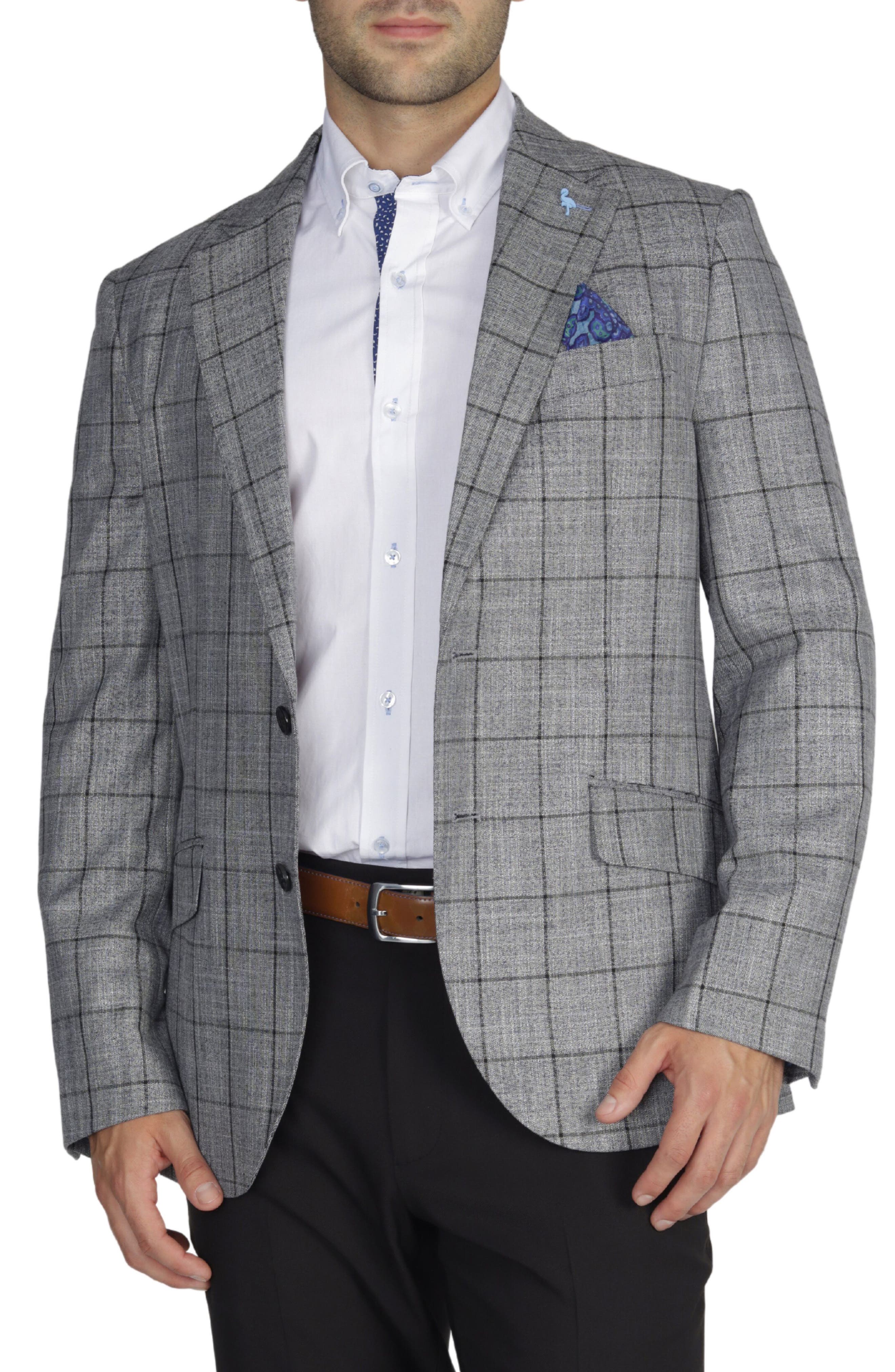 TailorByrd Signature Grey Melange Windowpane Sportcoat