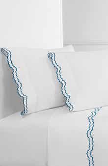 MELANGE HOME Double Scallop Embroidered 300 Thread Count 100% Cotton Sheet Set