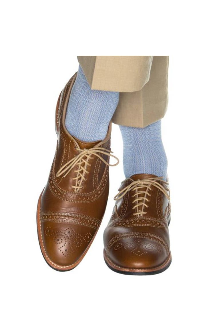 Bernard Chain Link Over The Calf Mercerized Cotton Socks, Alternate, color, Azure Blue